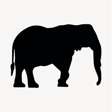 elephant silhouette black on white background, africa, savannah, safari,wildlife, zoo