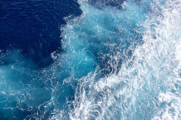 Fototapeta na wymiar Ocean water wake from cruise ship