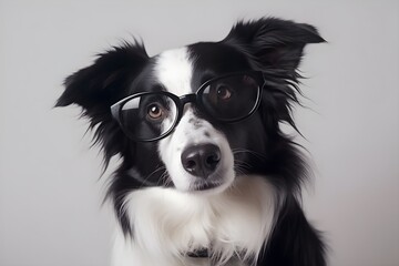 Border Collie Portrait | Funny Dog | Dog in Glasses | Smart Dog | Created With Generative AI