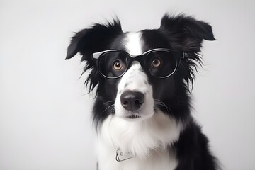 Border Collie | Smart Dog | Business Dog | Cute Dog in Glasses | Funny Dog | Created With Generative AI