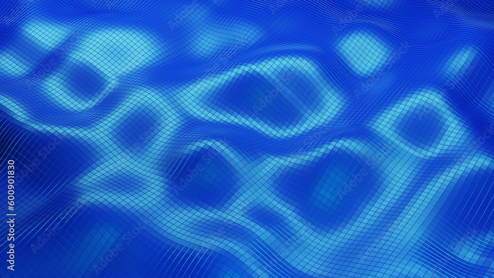 Poster 3d render. stylish creative abstract low poly background. abstract waves on glossy surface. simple m