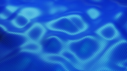 Obraz premium 3d render. Stylish creative abstract low poly background. Abstract waves on glossy surface. Simple minimalistic geometric bg. Blue color