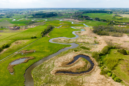 Small river Lyna flowing in Warmia