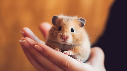 A cuddly hamster being held by its owner. AI generated