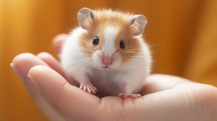 A cuddly hamster being held by its owner. AI generated