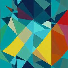 abstract painting with very bright squares lines and jagged edges and straight lines