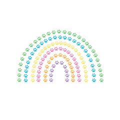 Made of doodle paw prints rainbow illustration
