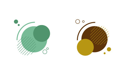 set of round abstract badges, green badges, brown badges