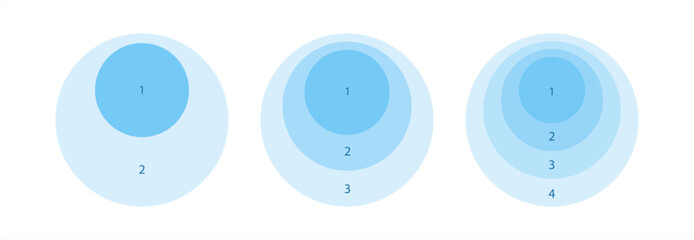 Diagram template set icon. 3 stacked concentric circles diagram template. Clipart image isolated on white background.
