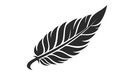 Feather icon. Vector silhouette logo on white background