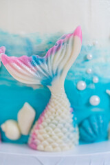 Mermaid themed 3 layer vanilla cake