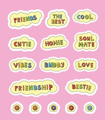 Set of friendship stickers collection