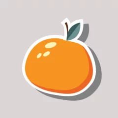 Fotobehang Vector illustration of an orange fruit sticker, simple fruit icon © Alina Lisnycha