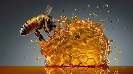 Papier Peint photo Abeille Honey bee illustration. World honey bee day concept. Generative AI.