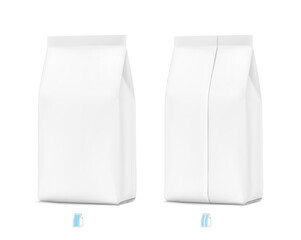 Hyper realistic vertical bag mockup. Half side view. Vector illustration isolated on white background. Can be use for template your design, presentation, promo, ad. EPS10.