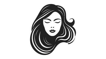Beautiful silhouette of girl, woman. Salon logo, vector illustration on white background