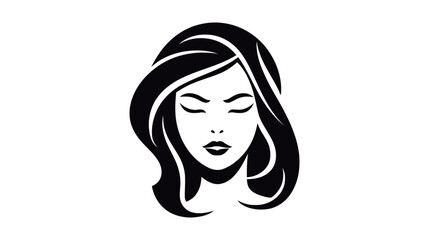 Beautiful silhouette of girl, woman. Salon logo, vector illustration on white background