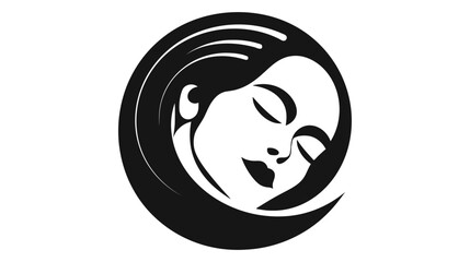 Beautiful silhouette of girl, woman. Salon logo, vector illustration on white background