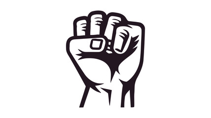 Hands clenched, power, strength icon, logo. Vector fist up illustration on white background