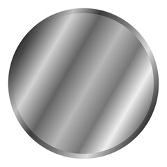 Metal button on white. Silver circle in vector. Mirror 