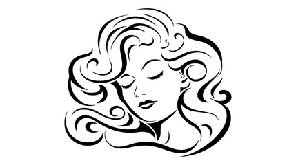 Beautiful silhouette of girl, woman. Salon logo, vector illustration on white background