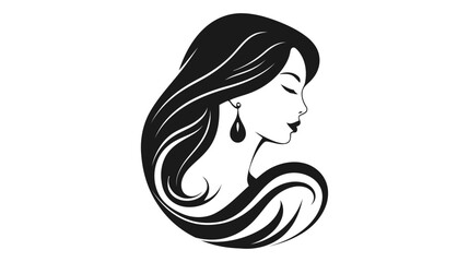 Beautiful silhouette of girl, woman. Salon logo, vector illustration on white background