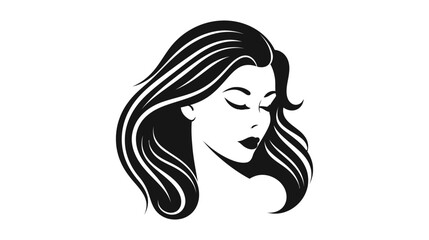 Beautiful silhouette of girl, woman. Salon logo, vector illustration on white background