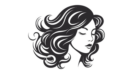 Beautiful silhouette of girl, woman. Salon logo, vector illustration on white background
