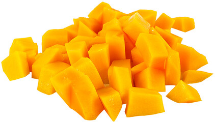 Fruit Mango In Pieces Isolated On Transparent Background