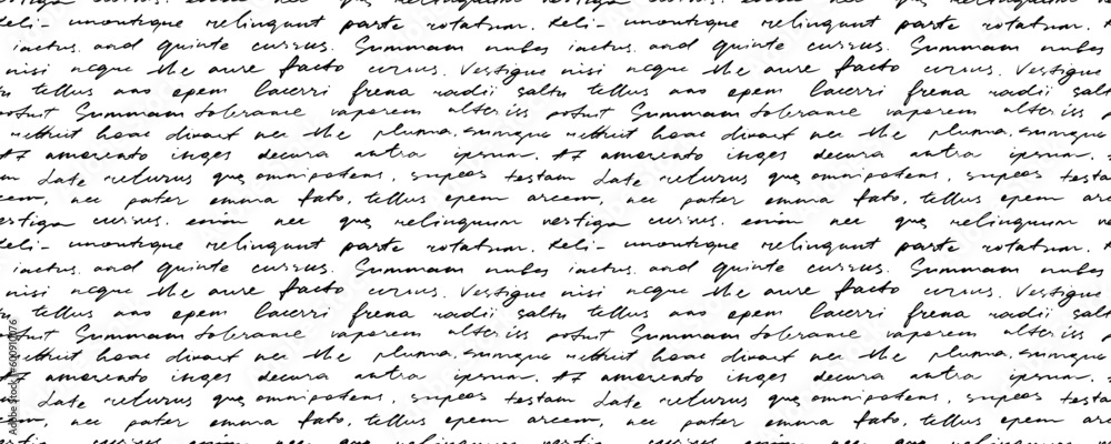 Fototapete unreadable poetry seamless banner. cursive english text written by a pen. linear cursive lettering, 