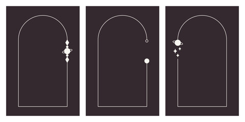 Zestaw trzech prostych ramek wektorowych w minimalistycznym stylu na ciemnym tle. Idealne dla osób ceniących prostotę i elegancję.