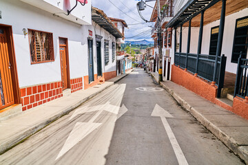 Narrow street in the old town Santa Elena Colombia | Medellin Colombia 