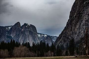 Yosemite NP, CA, USA - March 29, 2022:  Majestic views of granite formations, waterfalls, lakes and...