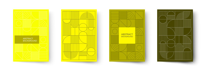 Set of minimalistic geometric posters. Modern abstract geometric patterns in Scandinavian style. Trendy covers design. © Vadym