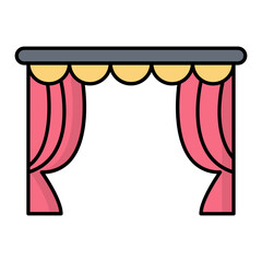 Theater Curtains Line Color Icon