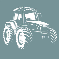 tractor on a dark background, vector sketch drawing