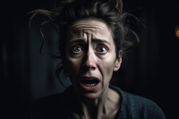 Portrait of a Woman in a State of Panic, generative ai