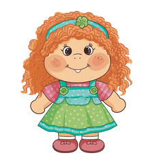 cute little doll toy in green dress