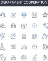 Department cooperation line icons collection. Spice, Savory, Umami, Tangy, Sweet, Aromatic, Exotic vector and linear illustration. Zesty,Bold,Fiery outline signs set