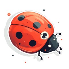 Fototapeta premium Cartoon sticker of a Ladybug over white background. Generative AI illustration