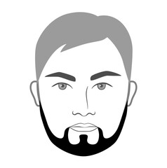 Klingon Beard style men in face illustration Facial hair. Vector grey black portrait male Fashion template flat barber collection set. Stylish hairstyle isolated outline on white background.