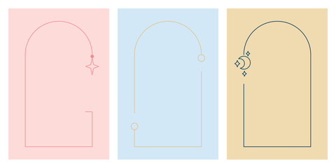 Zestaw trzech prostych ramek wektorowych w minimalistycznym stylu.  Idealne dla osób ceniących prostotę i elegancję w delikatnych, pastelowych barwach.
