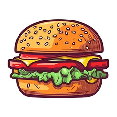 Grilled burger on sesame bun, cheese melting