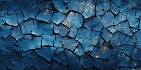 Blue cracked concrete wall background 