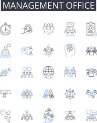 Management office line icons collection. Foundation, Stability, Footing, Structural, Load-bearing, Settlement, Subsidence vector and linear illustration. Soil,Geotechnical,Engineering outline signs