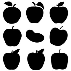 Orchard Delight - Set of 9 Apple Vector Silhouettes for Your Design Needs