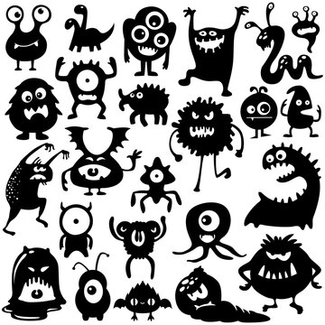 Monstrously Cute - Set of 24 Halloween-Themed Vector Silhouettes
