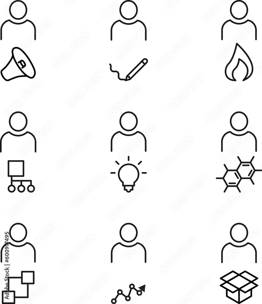Poster vector outline signs and symbols drawn in flat style with black thin line. editable strokes. line ic