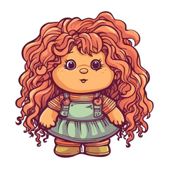 Cheerful doll with curly hair