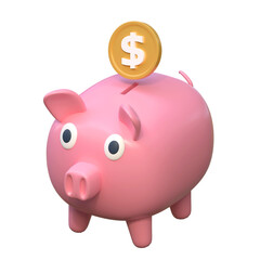 money saving in piggy bank finance icon 3d illustration